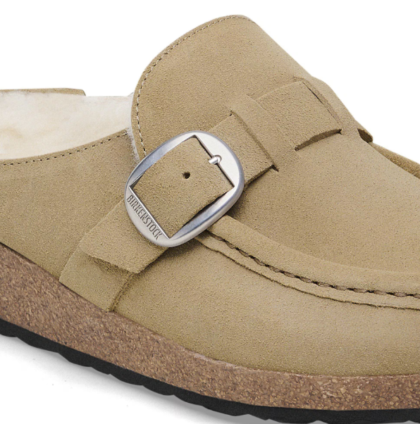 Birkenstock Buckley Shearling Suede Leather Taupe