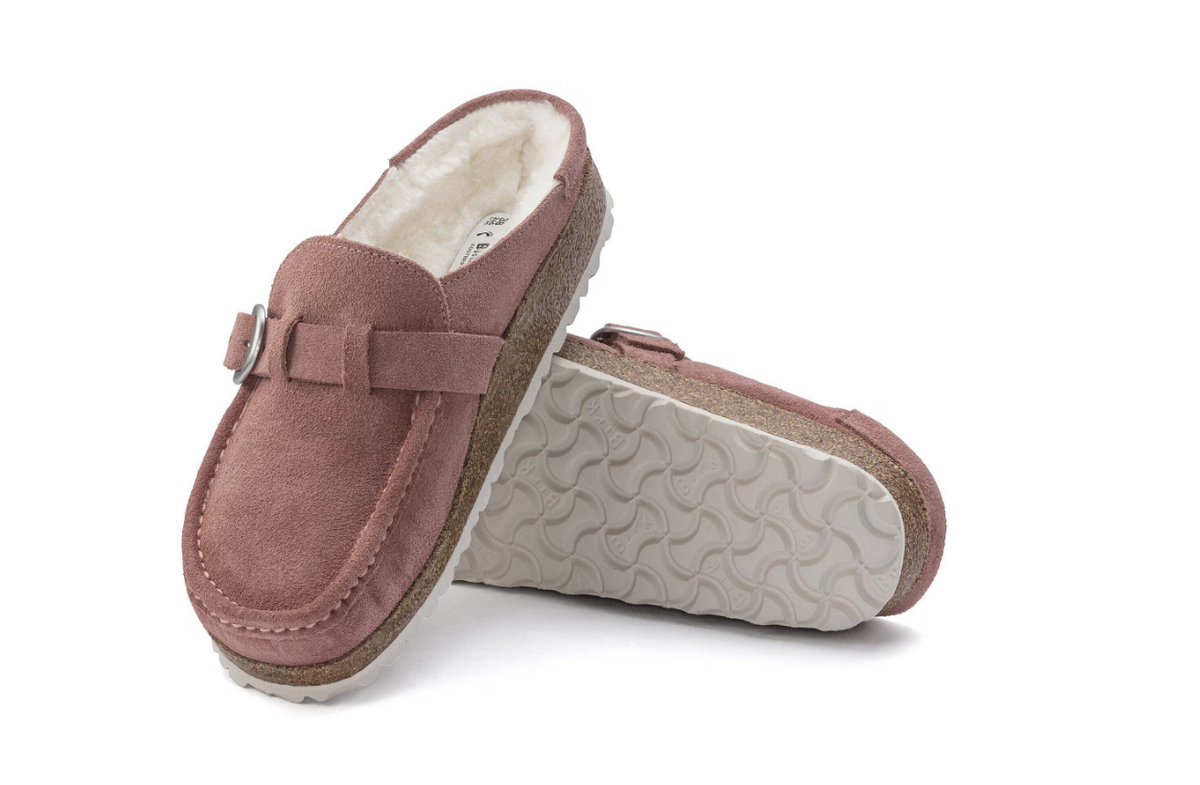 Birkenstock Buckley Shearling Suede Leather Pink Clay