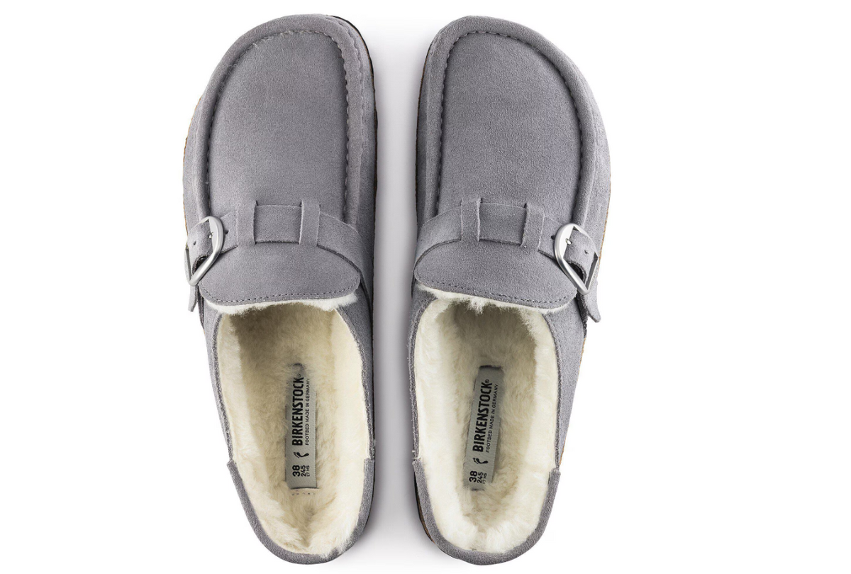 Birkenstock Buckley Shearling Suede Leather - Whale Gray, Narrow
