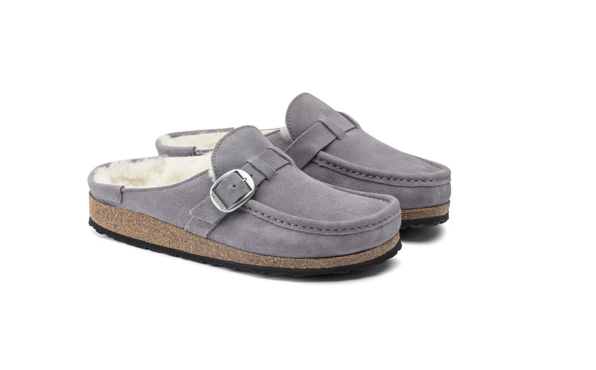 Birkenstock Buckley Shearling Suede Leather - Whale Gray, Narrow