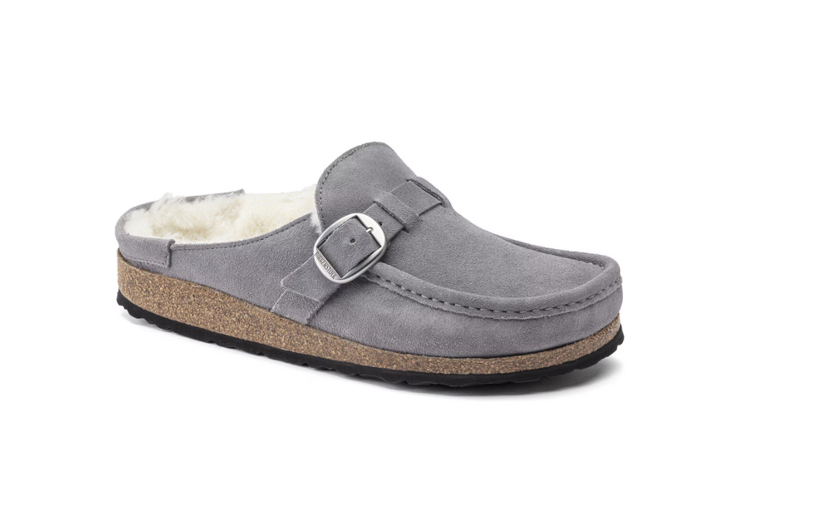 Birkenstock Buckley Shearling Suede Leather - Whale Gray, Narrow