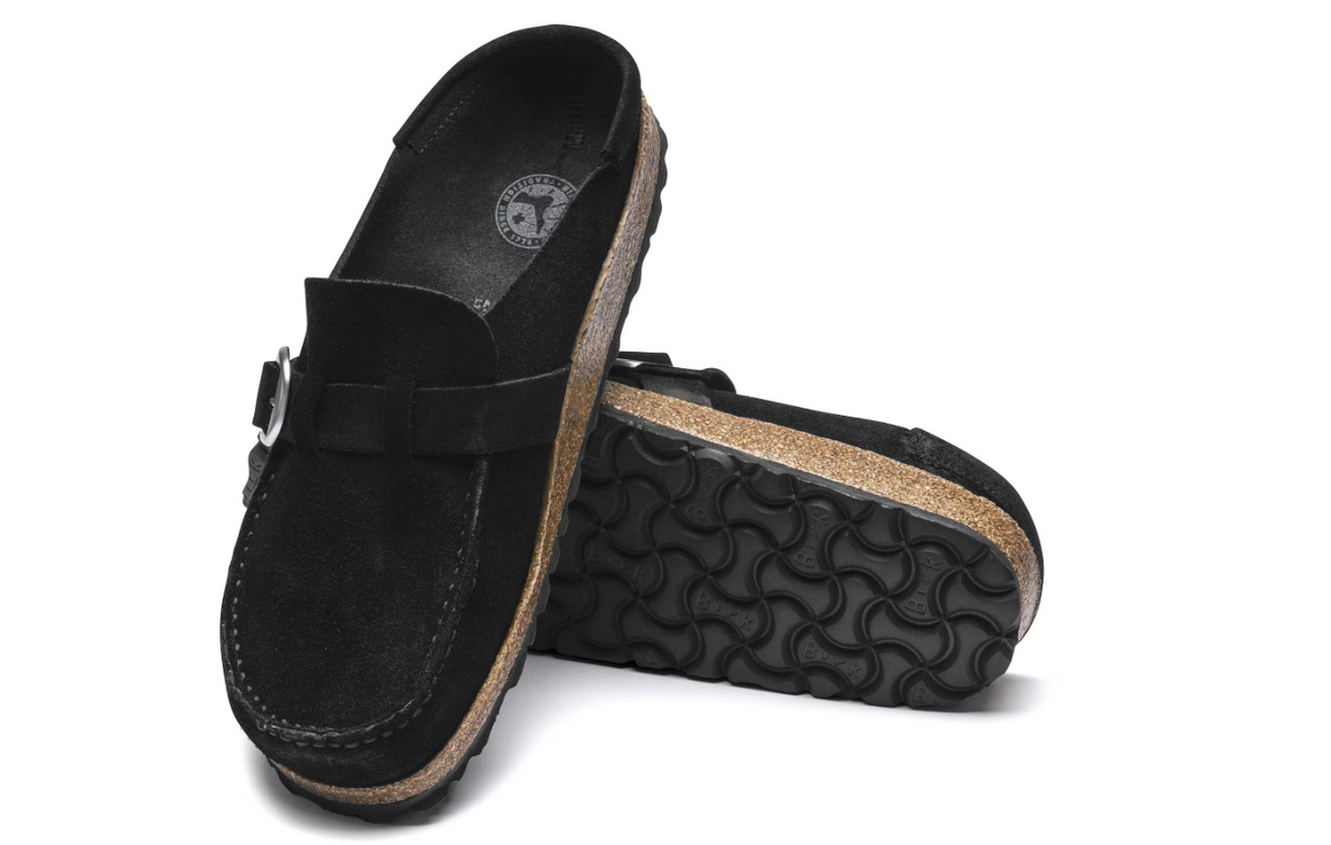 Birkenstock Buckley Suede Leather Clog - Black, Narrow