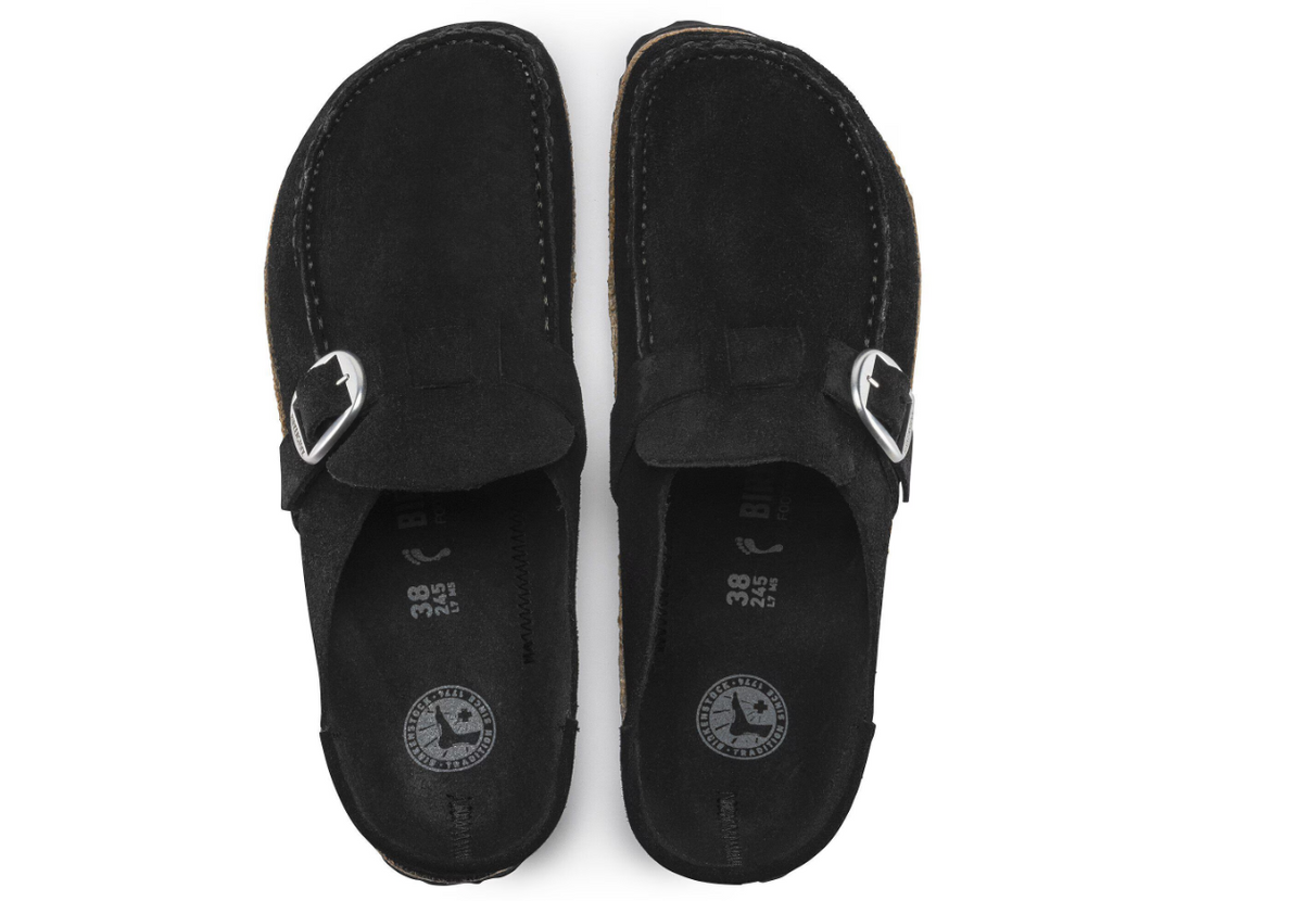 Birkenstock Buckley Suede Leather Clog - Black, Narrow