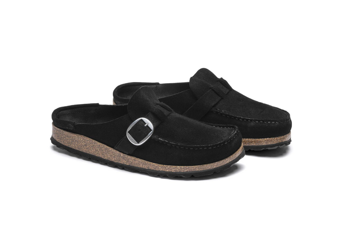 Birkenstock Buckley Suede Leather Clog - Black, Narrow