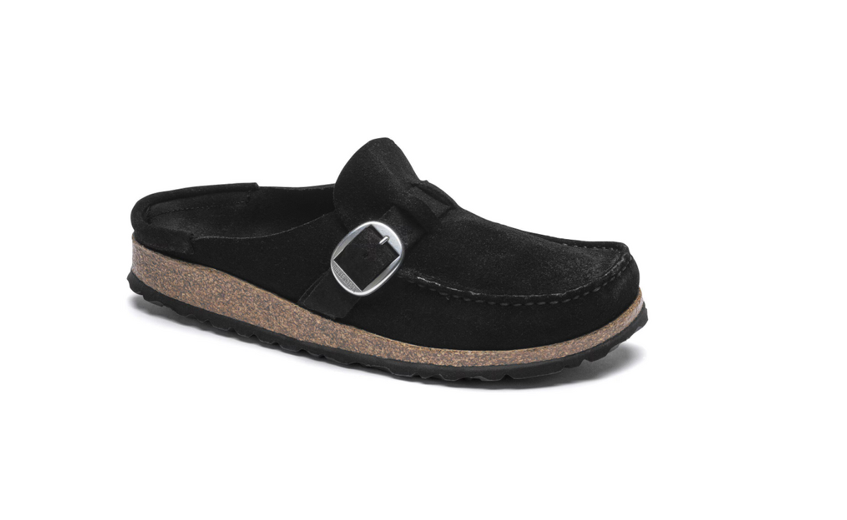Birkenstock Buckley Suede Leather Clog - Black, Narrow