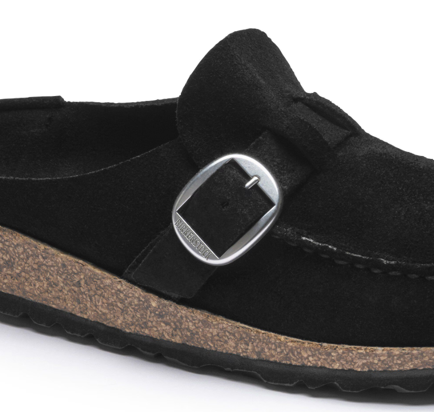 Birkenstock Buckley Suede Leather Clog - Black, Narrow