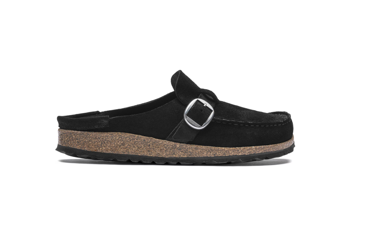 Birkenstock Buckley Suede Leather Clog - Black, Narrow