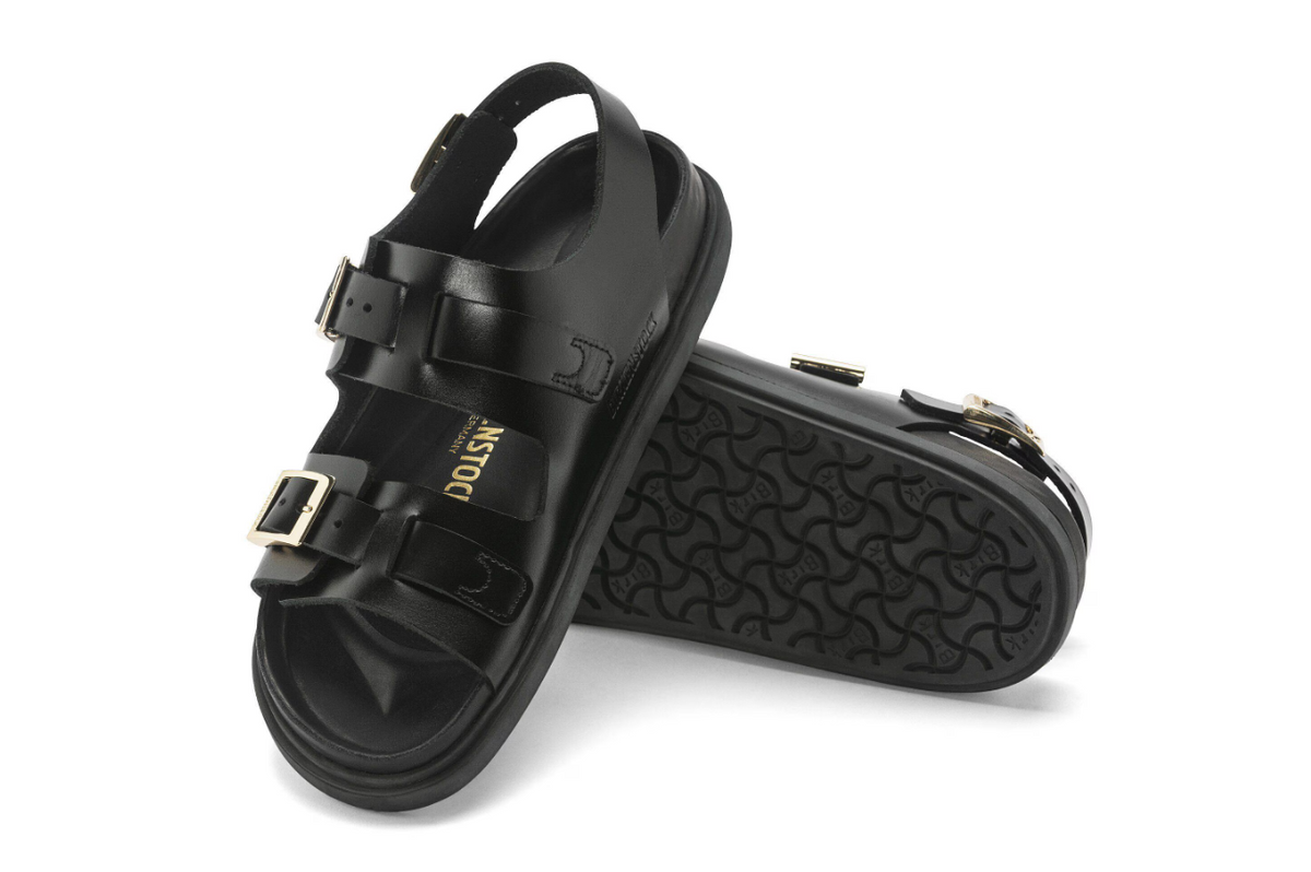 Birkenstock Cannes Natural Leather Exquisite Black Sandals - Black, Narrow