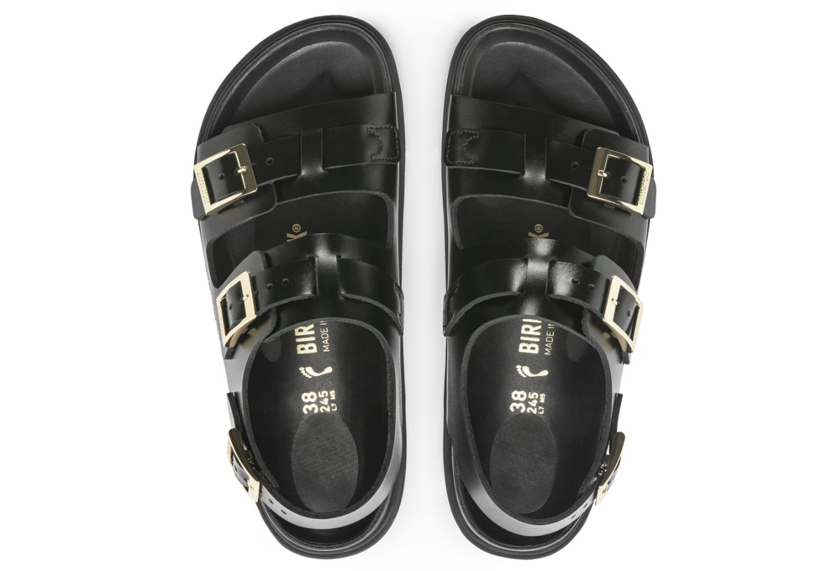 Birkenstock Cannes Natural Leather Exquisite Black Sandals - Black, Narrow