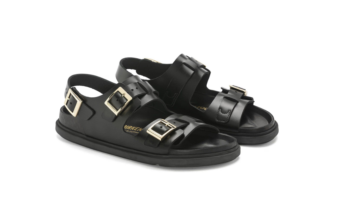 Birkenstock Cannes Natural Leather Exquisite Black Sandals - Black, Narrow