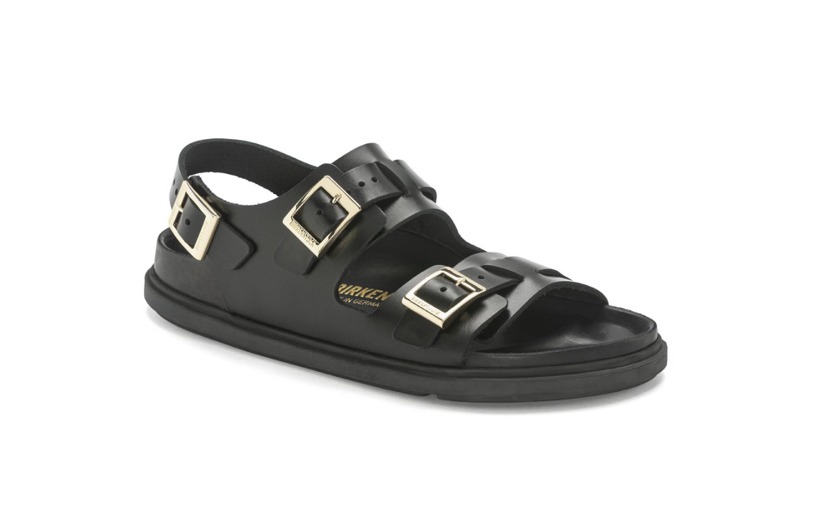 Birkenstock Cannes Natural Leather Exquisite Black Sandals - Black, Narrow
