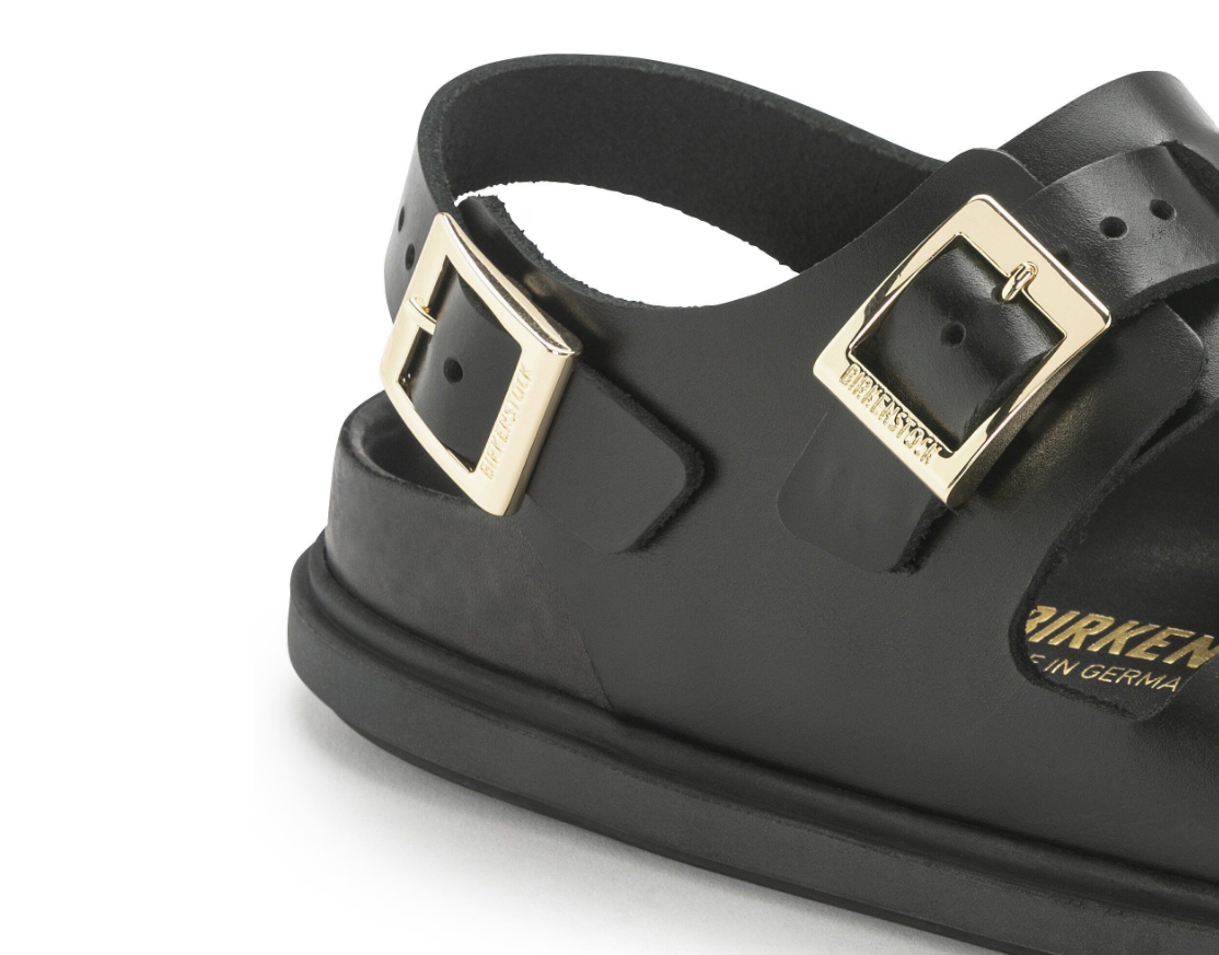 Birkenstock Cannes Natural Leather Exquisite Black Sandals - Black, Narrow