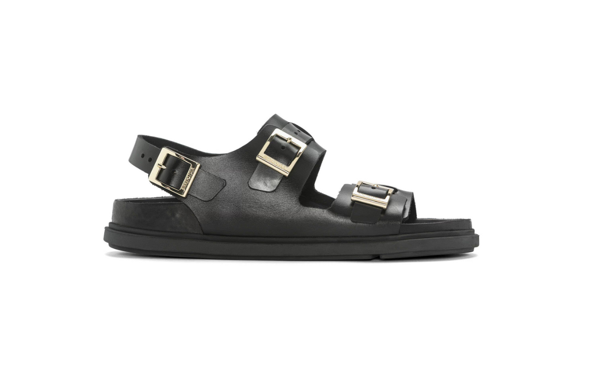 Birkenstock Cannes Natural Leather Exquisite Black Sandals - Black, Narrow