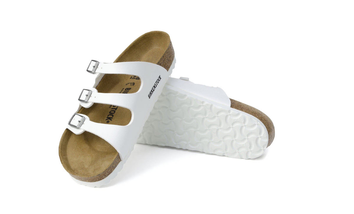 Birkenstock Florida Birko-Flor White Sandals - White, Narrow