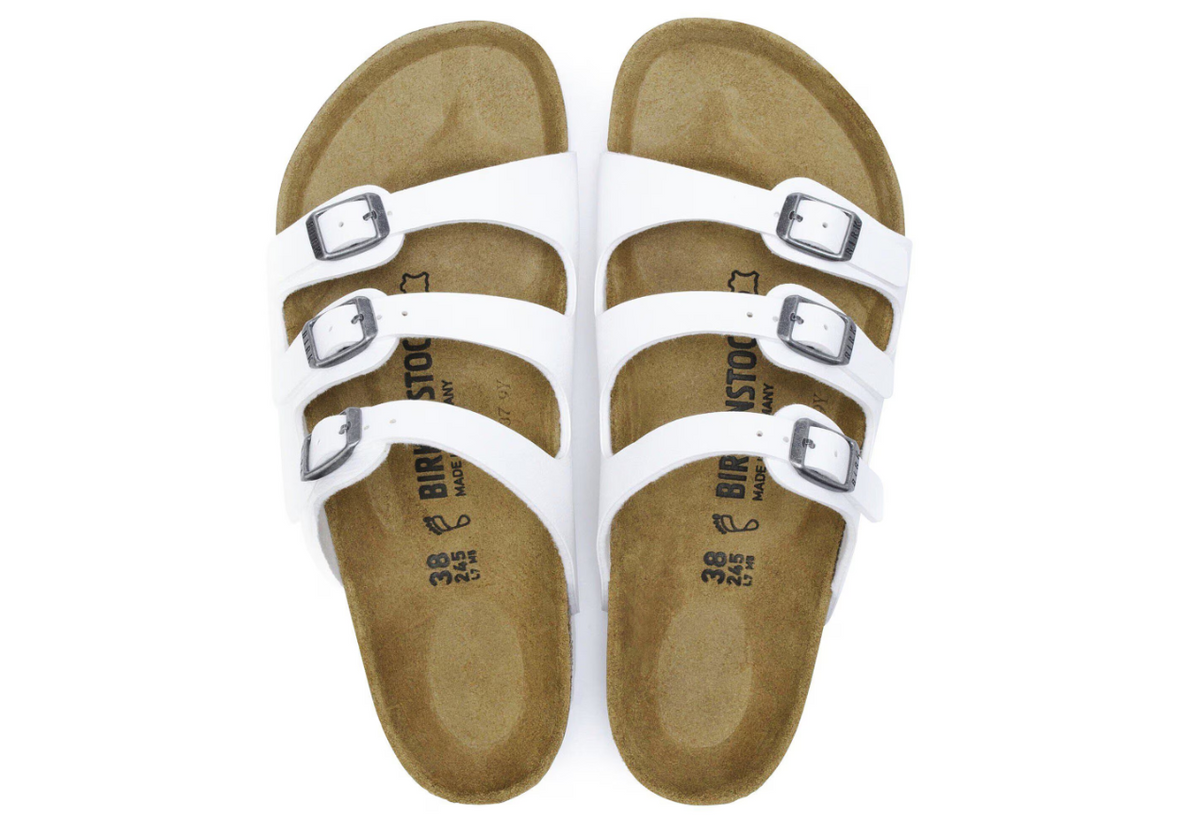 Birkenstock Florida Birko-Flor White Sandals - White, Narrow