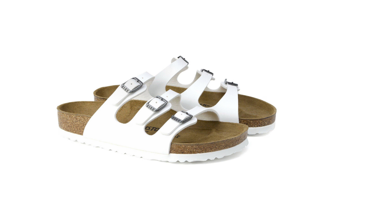 Birkenstock Florida Birko-Flor White Sandals - White, Narrow
