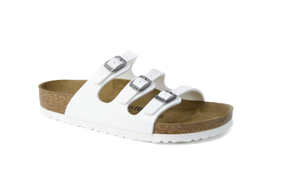 Birkenstock Florida Birko-Flor White Sandals - White, Narrow
