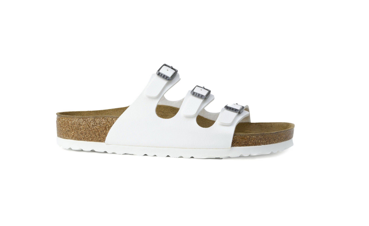Birkenstock Florida Birko-Flor White Sandals - White, Narrow