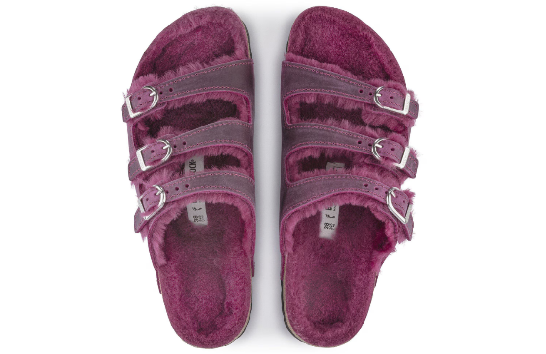 Birkenstock Florida Fresh Shearling Oiled Leather Festival Fuchsia