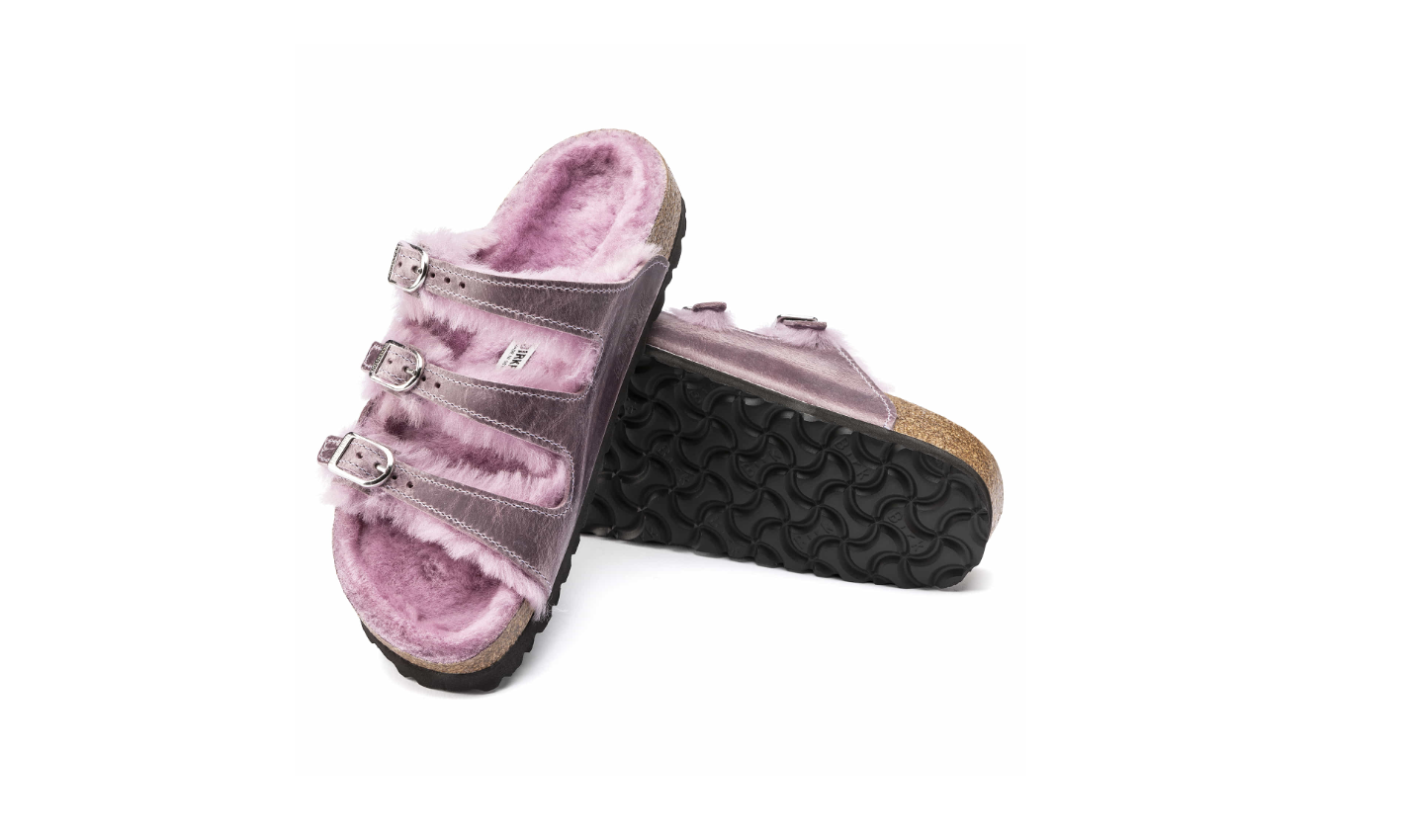 Birkenstock Florida Fresh Shearling Oiled Leather Lavender