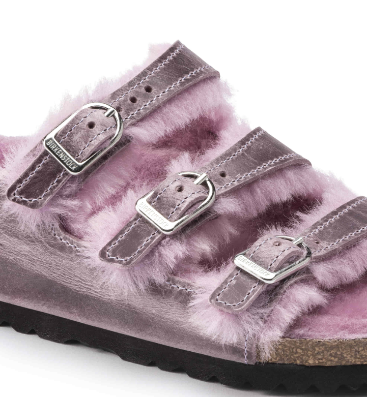 Birkenstock Florida Fresh Shearling Oiled Leather Lavender
