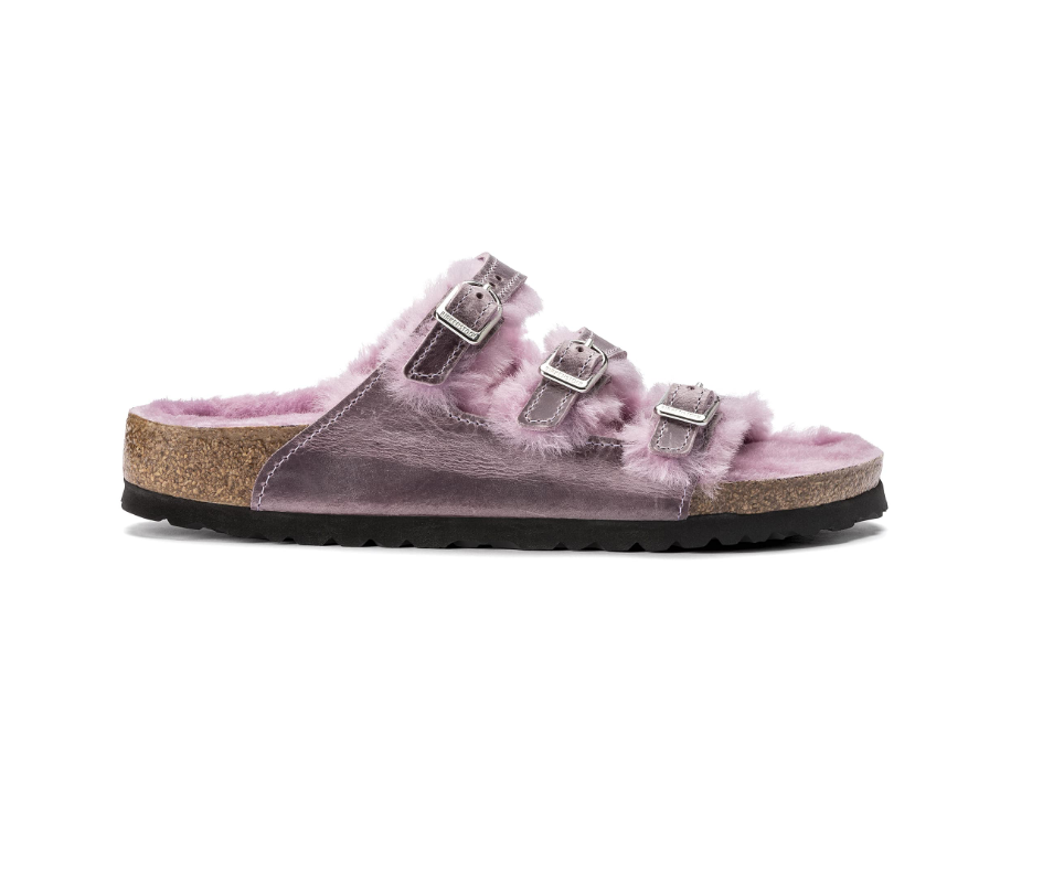 Birkenstock Florida Fresh Shearling Oiled Leather Lavender