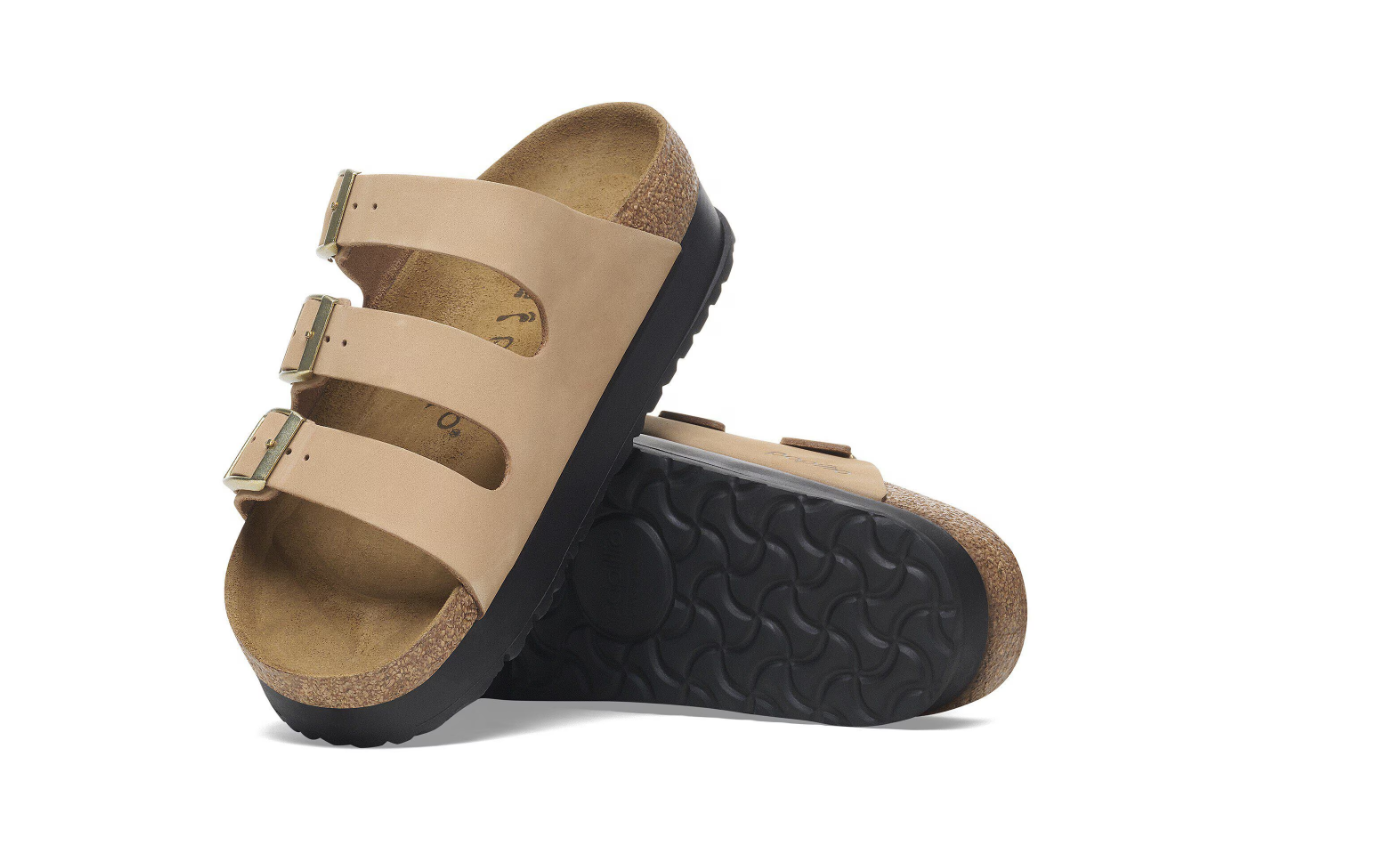 Birkenstock Florida Flex Platform Nubuck Leather Sandcastle
