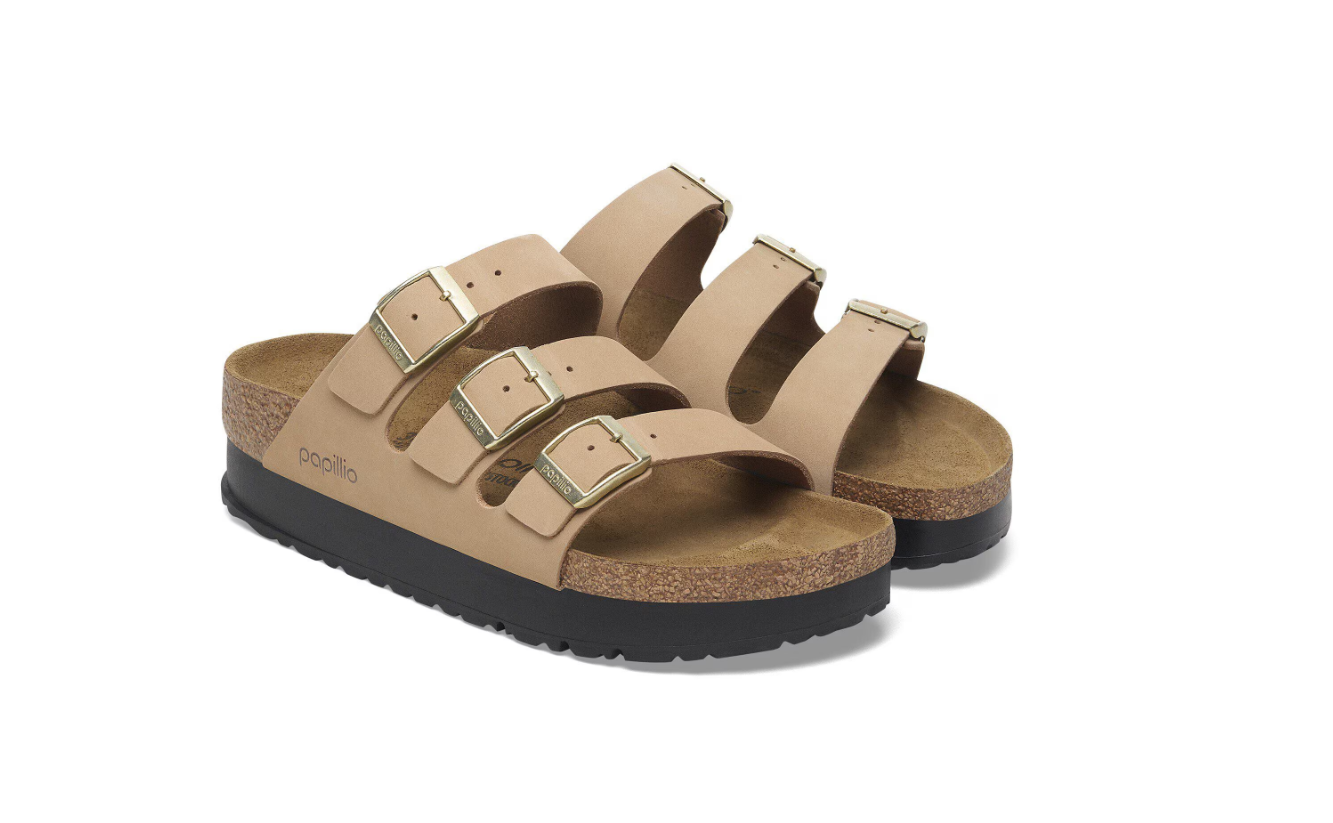Birkenstock Florida Flex Platform Nubuck Leather Sandcastle