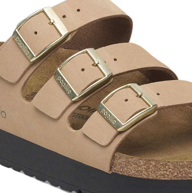Birkenstock Florida Flex Platform Nubuck Leather Sandcastle