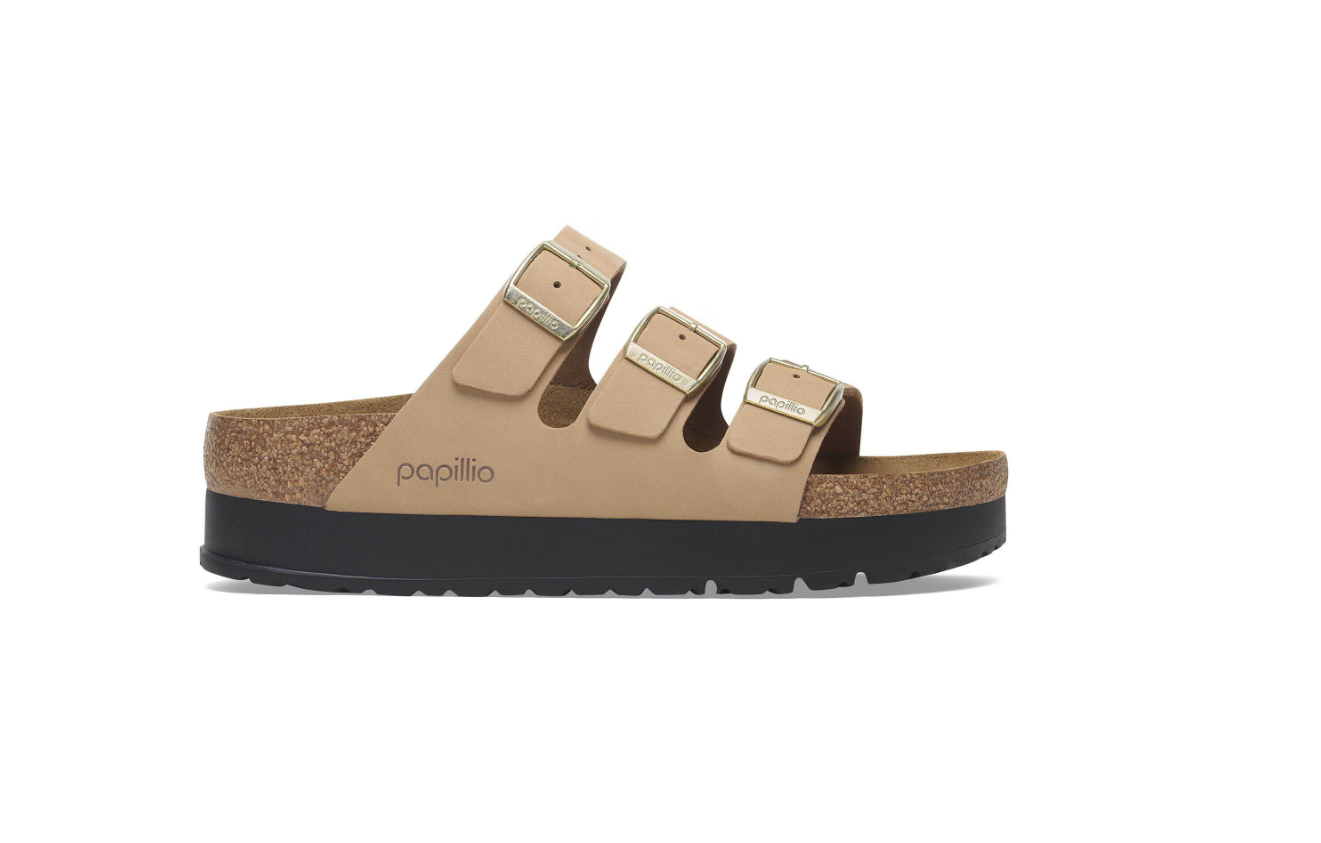 Birkenstock Florida Flex Platform Nubuck Leather Sandcastle