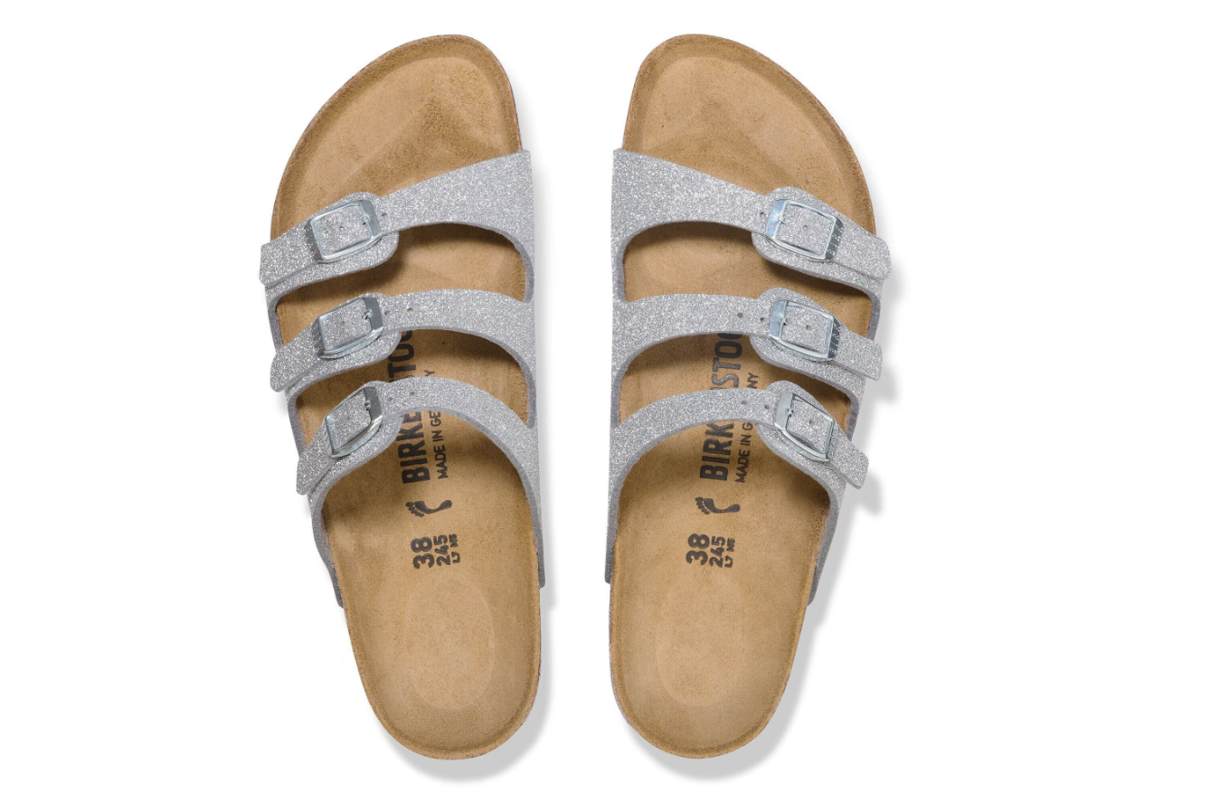 Birkenstock Florida Birko-Flor Shiny Glitter Silver