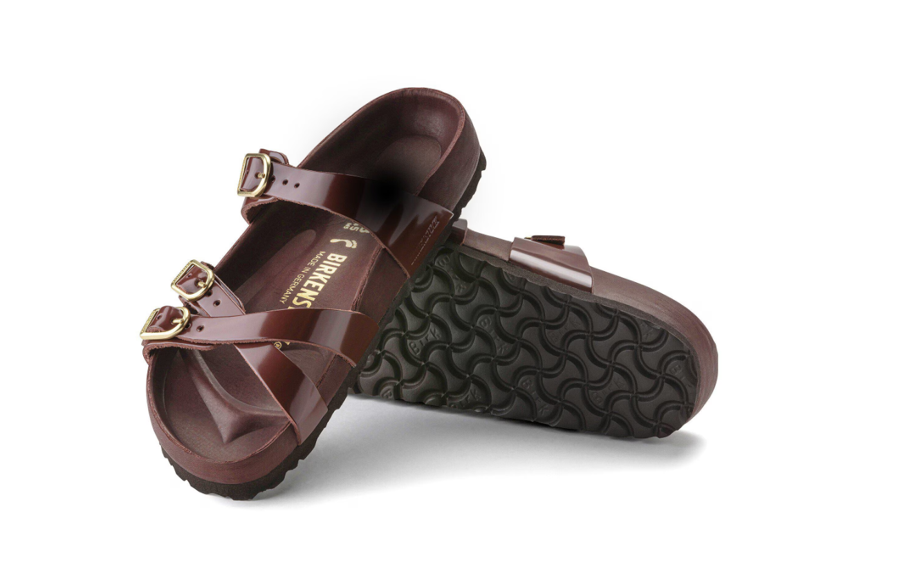 Birkenstock Franca Natural Leather Patent High Shine Chocolate