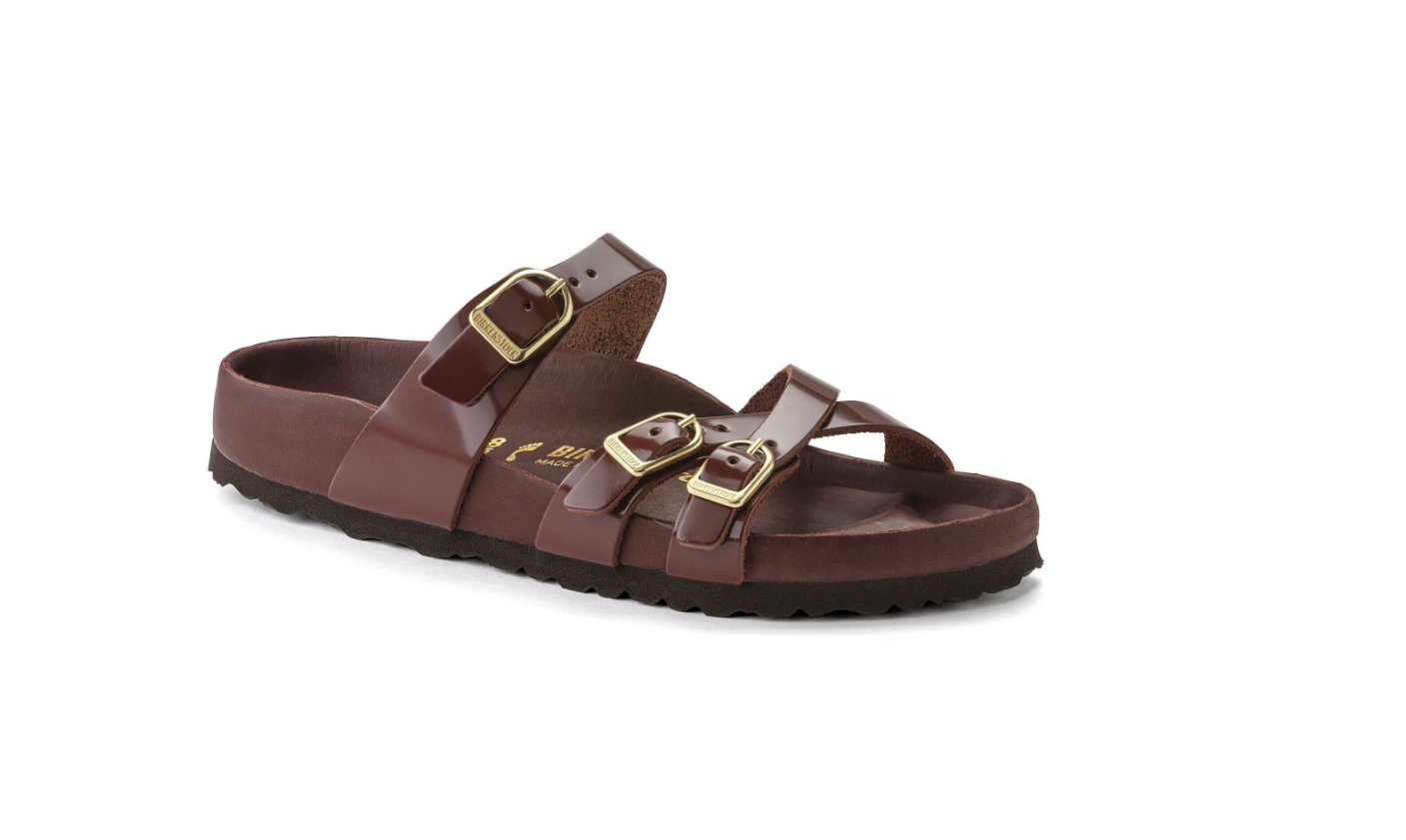 Birkenstock Franca Natural Leather Patent High Shine Chocolate