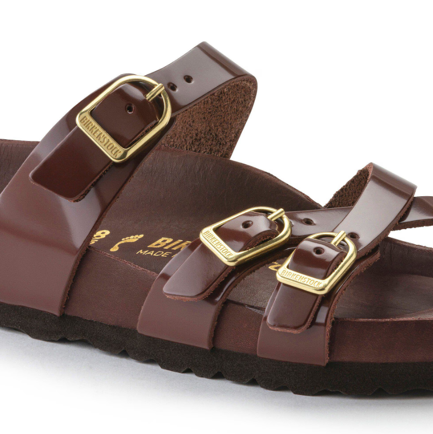 Birkenstock Franca Natural Leather Patent High Shine Chocolate