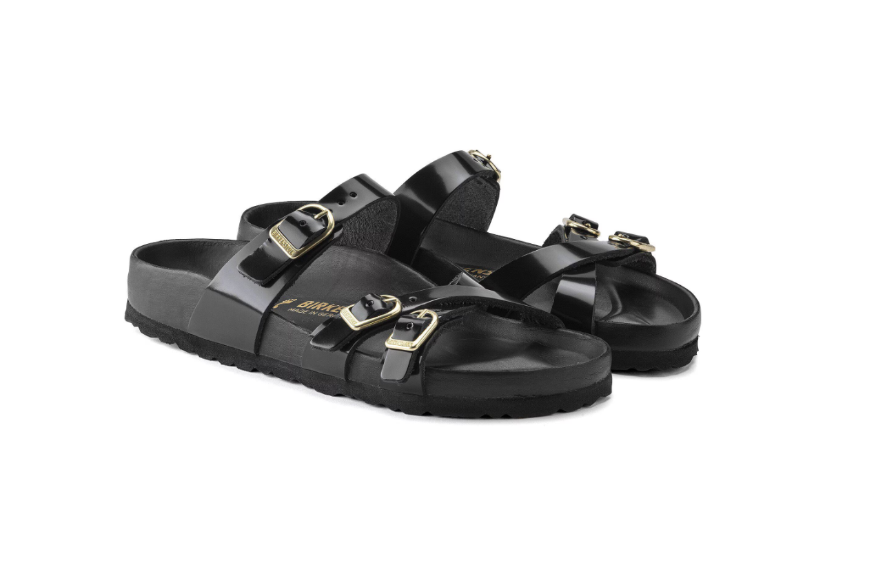 Birkenstock Franca Natural Leather Patent High Shine Black