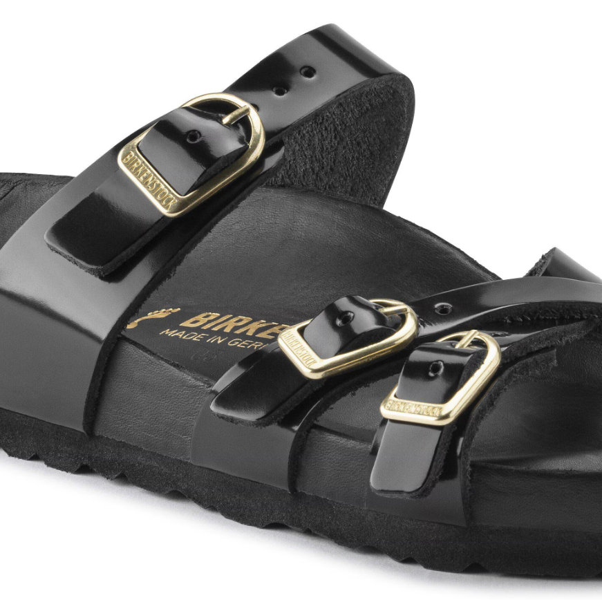 Birkenstock Franca Natural Leather Patent High Shine Black