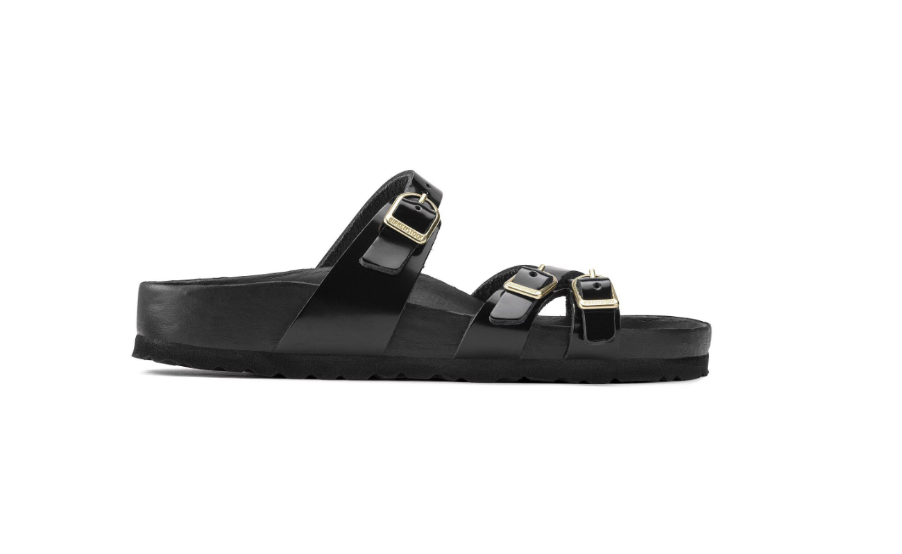 Birkenstock Franca Natural Leather Patent High Shine Black