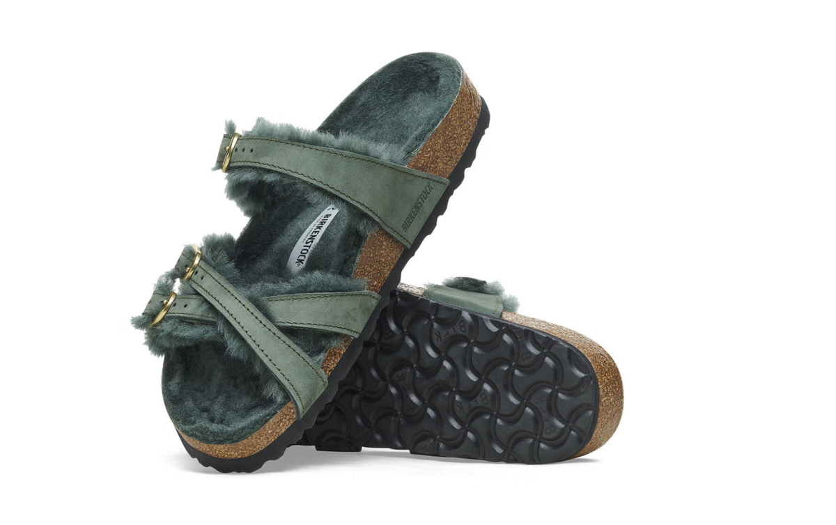Birkenstock Franca Shearling Nubuck Leather Thyme