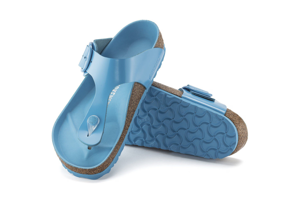 Birkenstock Gizeh Big Buckle Natural Leather Patent - Blue, Regular