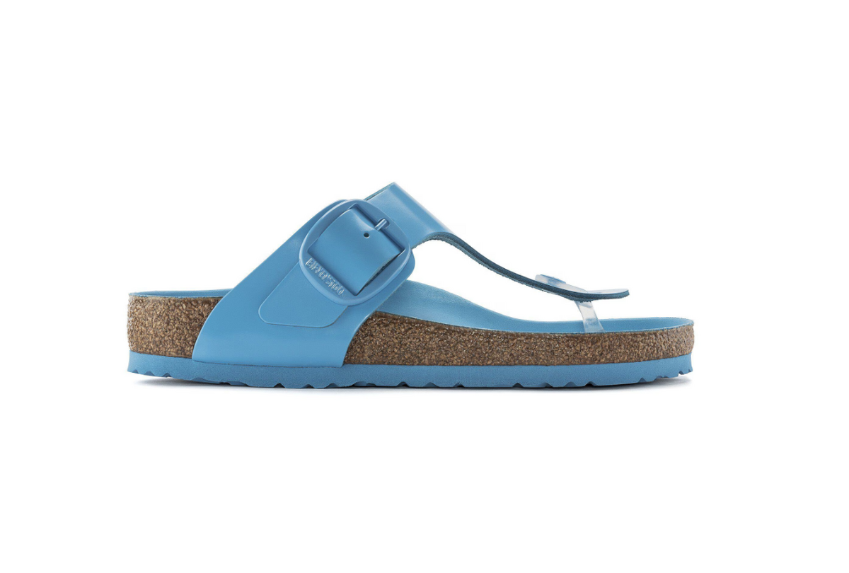 Birkenstock Gizeh Big Buckle Natural Leather Patent - Blue, Regular