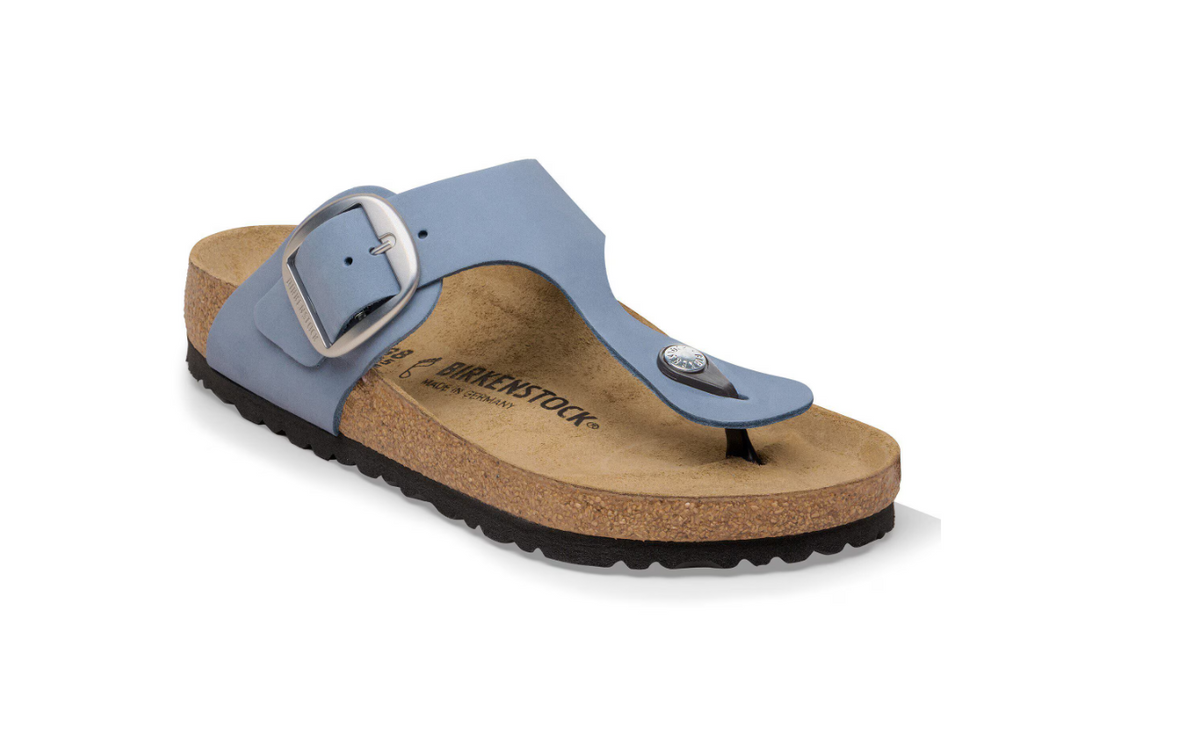 Birkenstock Gizeh Big Buckle Nubuck Leather Stone Blue - Stone, Regular