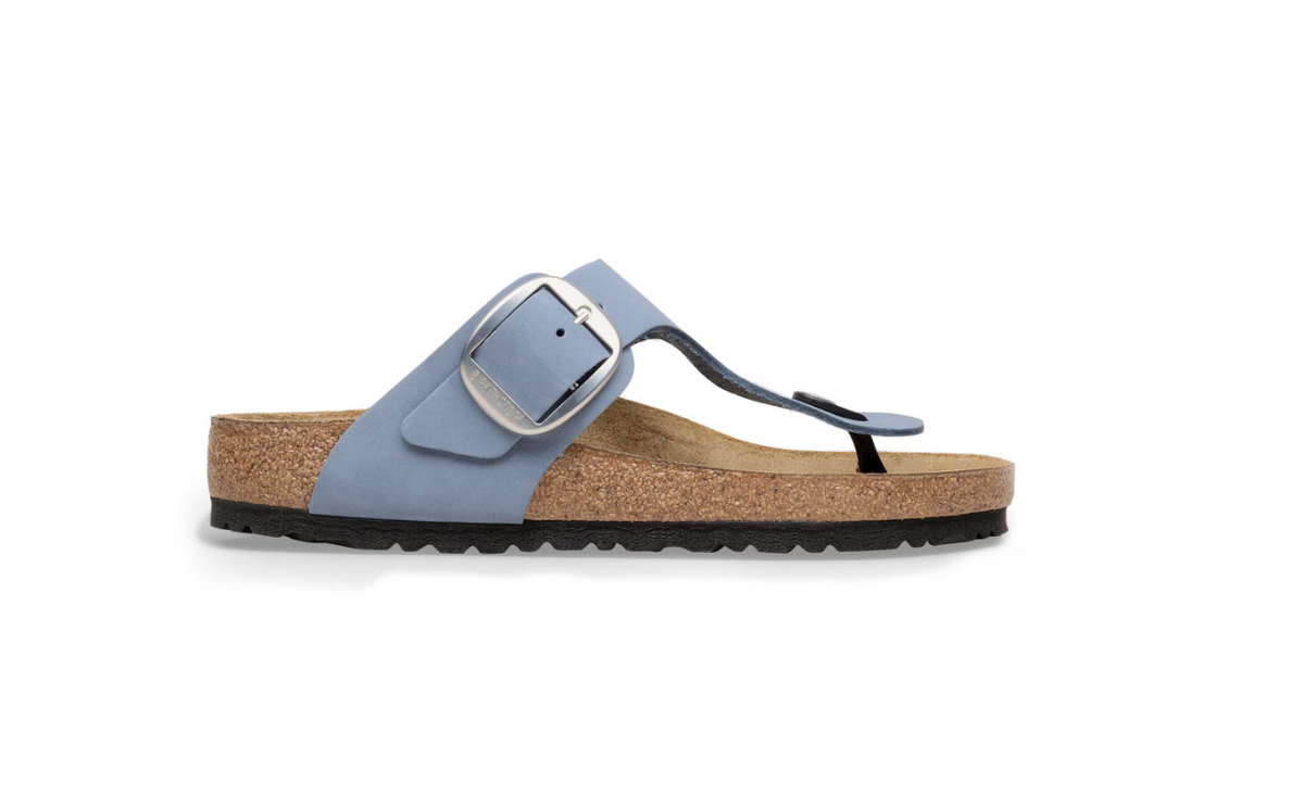 Birkenstock Gizeh Big Buckle Nubuck Leather Stone Blue - Stone, Regular