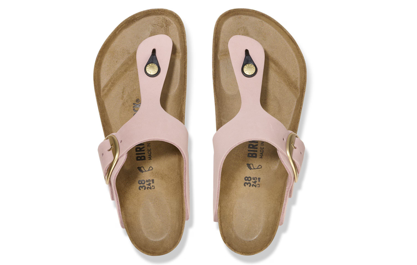 Birkenstock Gizeh Big Buckle Nubuck Leather Soft Pink