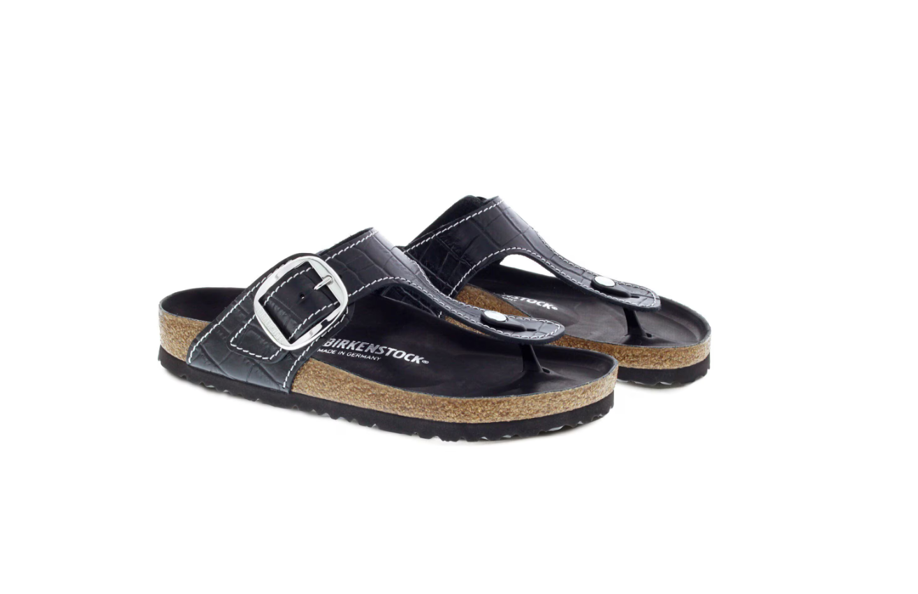 Birkenstock Gizeh Big Buckle Natural Leather Patent Black