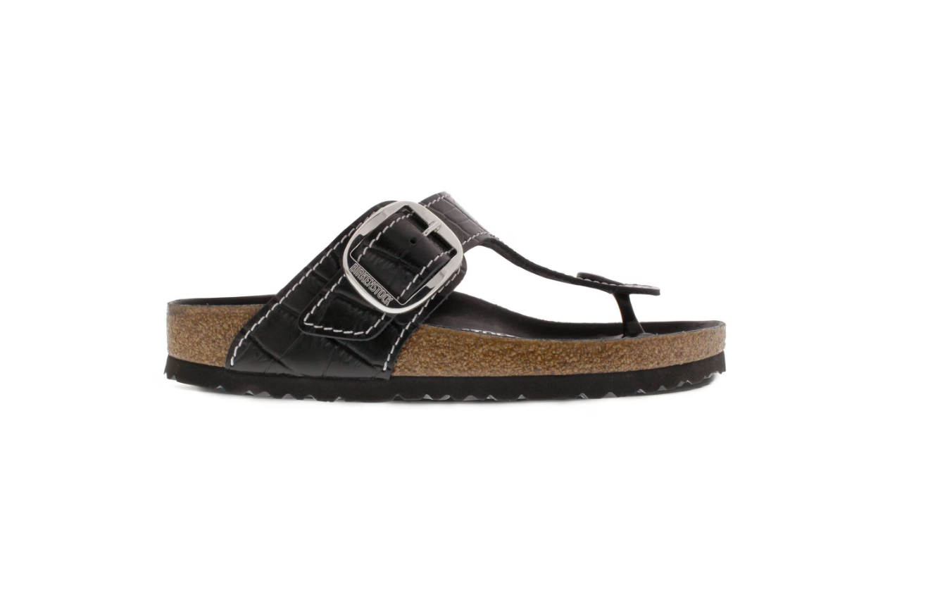 Birkenstock Gizeh Big Buckle Natural Leather Patent Black