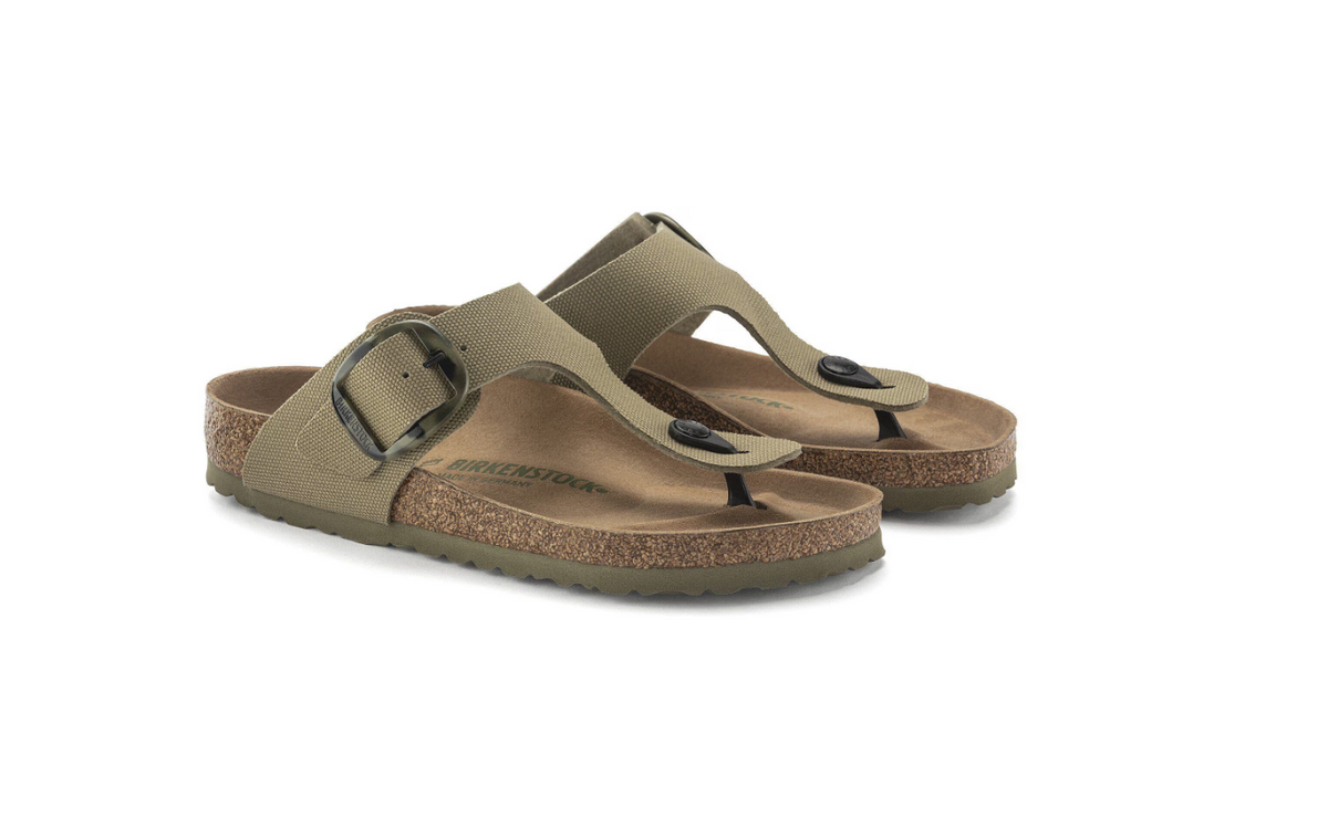 Birkenstock Gizeh Vegan Big Buckle Textile - Khaki, Regular
