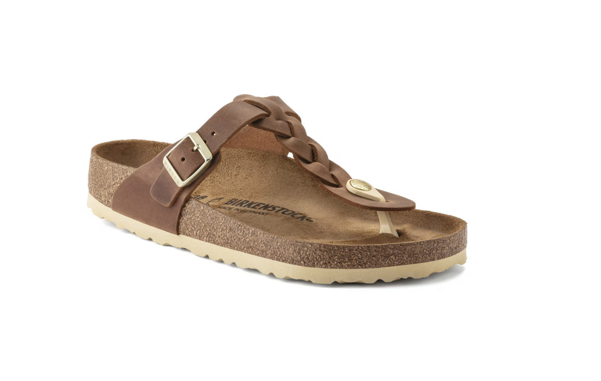 Birkenstock Gizeh Braided Oiled Leather Cognac