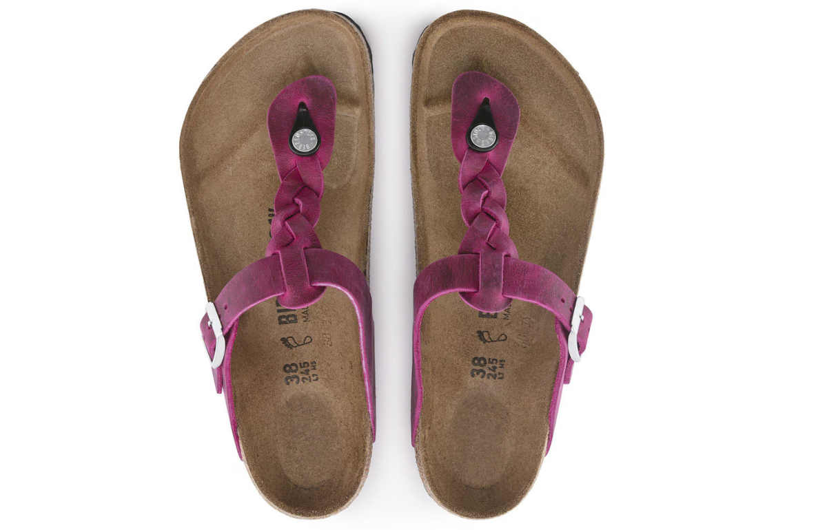 Birkenstock Gizeh Braided Oiled Leather Festival- Fuchsia, Regular