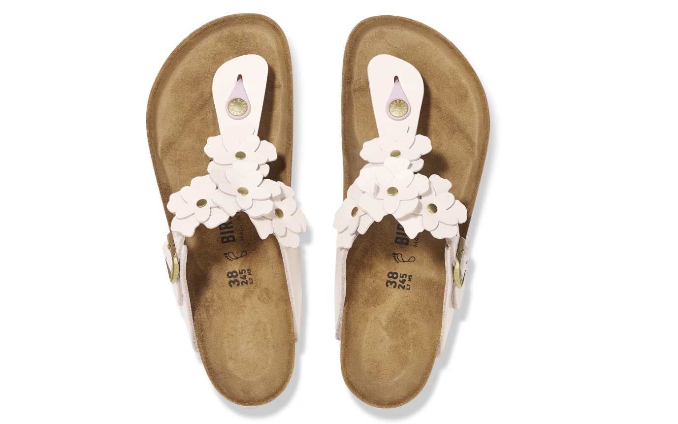 Birkenstock Gizeh Flower Embellishment Natural Leather Regular