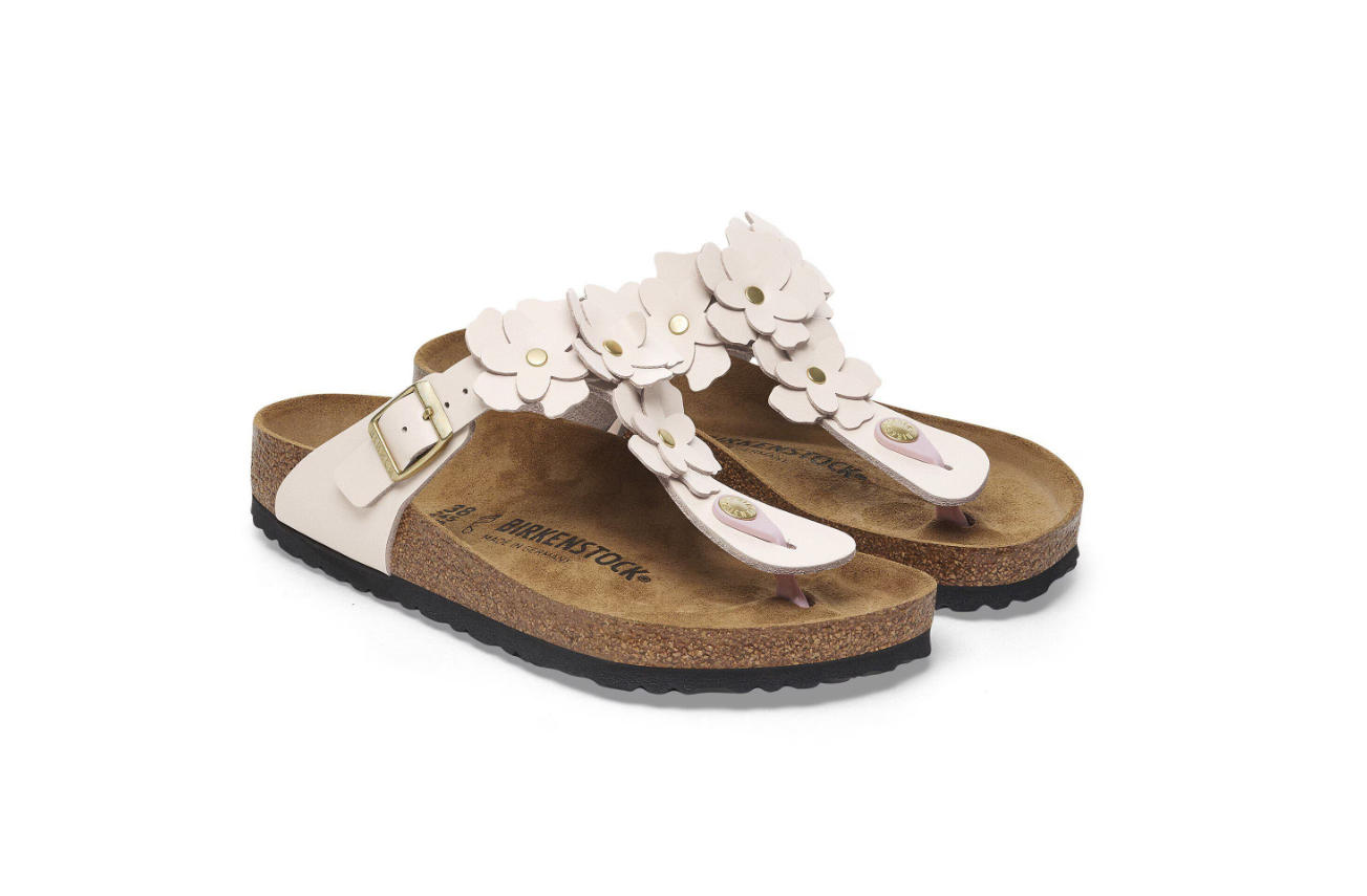 Birkenstock Gizeh Flower Embellishment Natural Leather Regular